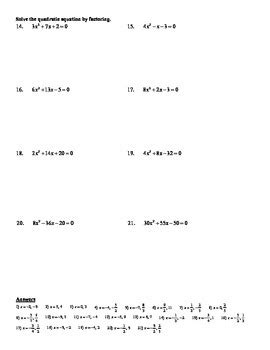 solve by factoring worksheet doc